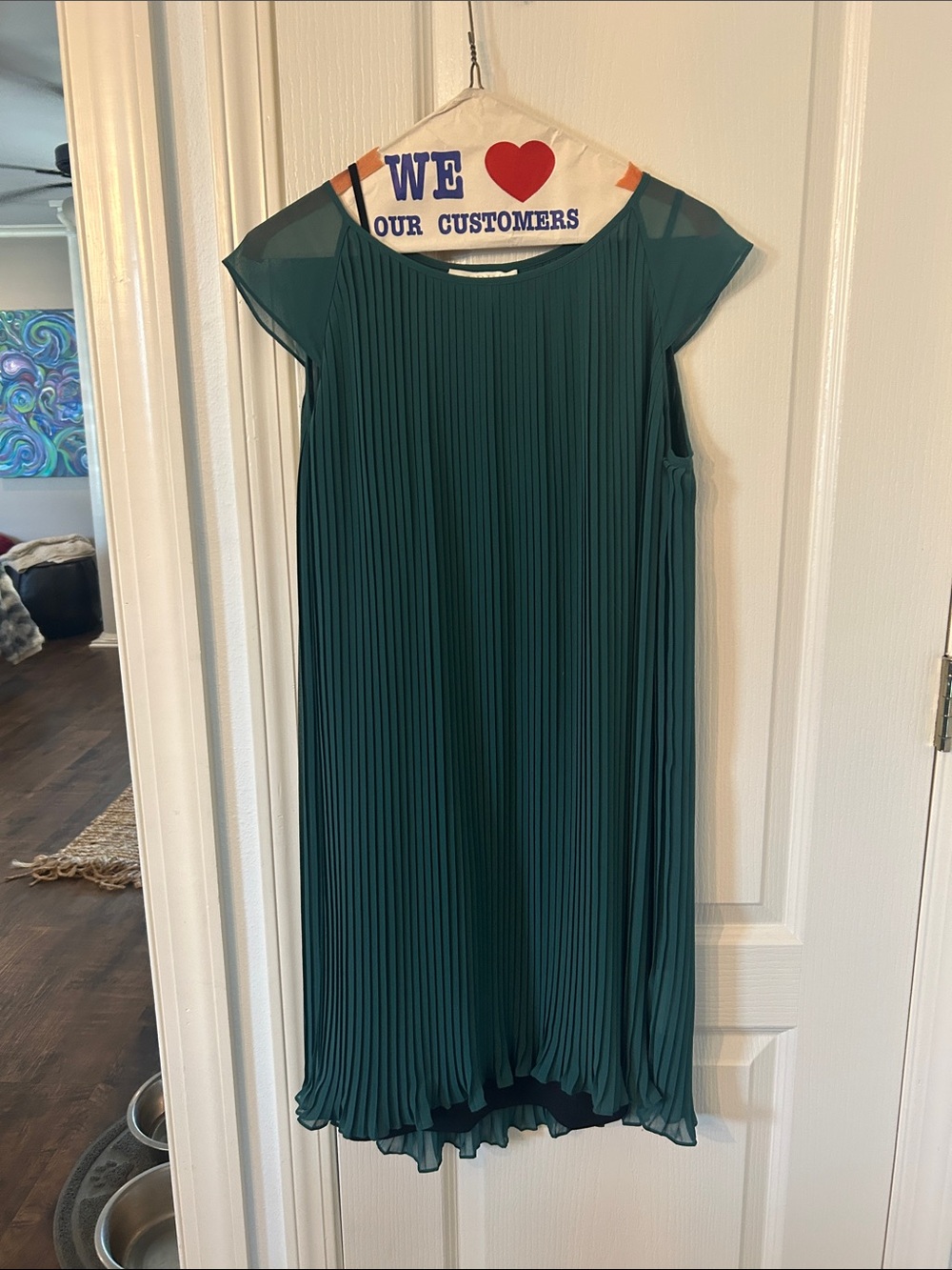 Erin Fetherston Pleated Sleeveless hunter green Dress - Elegant Evening Wear
